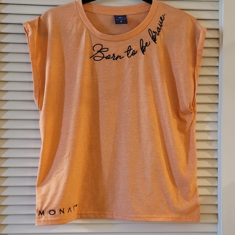 Monat - Orange & Black Born To Be Brave Sleeveless Top